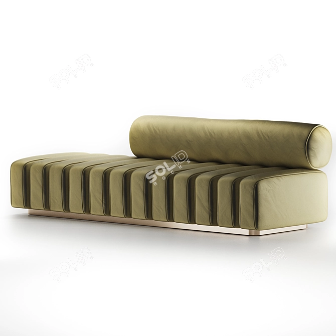 Bronze Modern Line Tufted Bench 3D model image 7