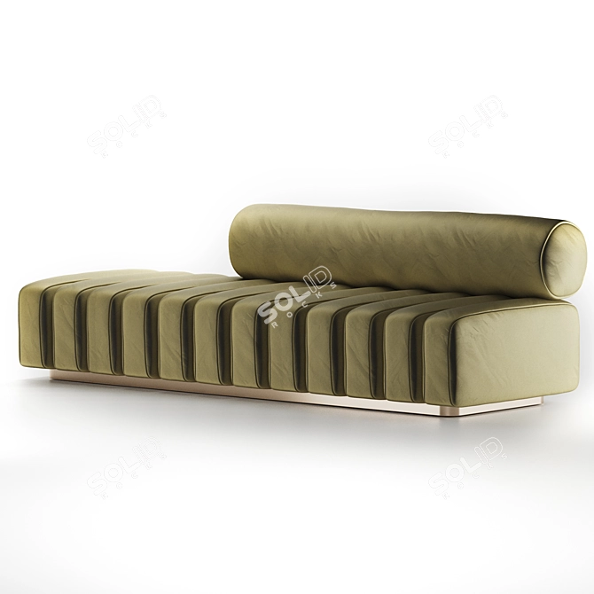 Bronze Modern Line Tufted Bench 3D model image 8