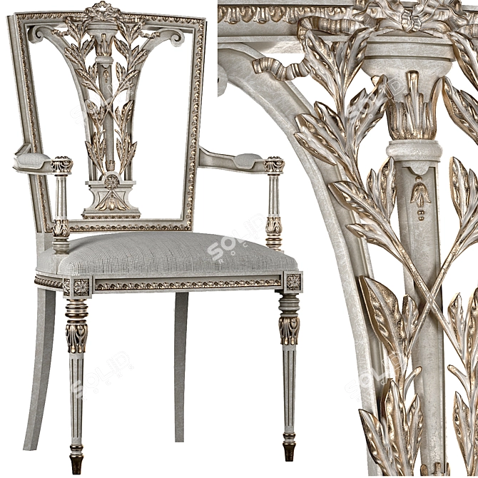 Elegant Ebanista Dauphine Chairs 3D model image 9