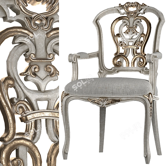 Elegant Ebanista Dauphine Chairs 3D model image 10