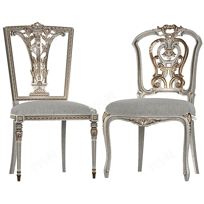 Elegant Ebanista Dauphine Chairs 3D model image 19