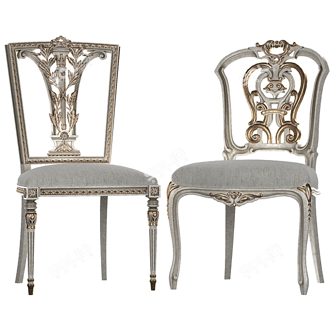 Elegant Ebanista Dauphine Chairs 3D model image 35