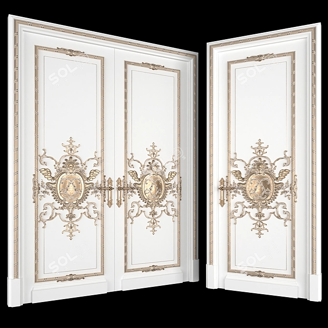 Elegant French Door - Elevate Your Space 3D model image 1