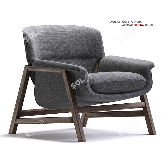 Elegant Gray Armchair: Agnese 3D model image 1