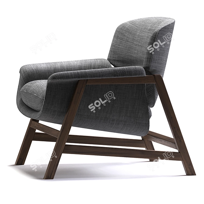 Elegant Gray Armchair: Agnese 3D model image 3