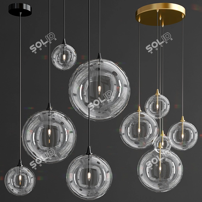 Globular Glass Pendant Lamp 3D model image 1