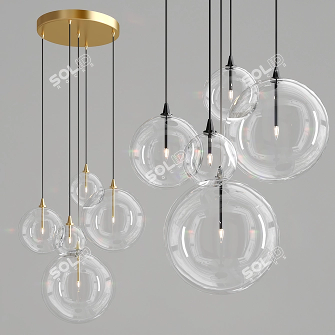 Globular Glass Pendant Lamp 3D model image 2