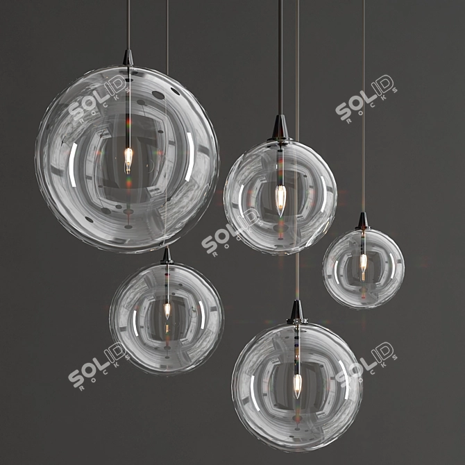 Globular Glass Pendant Lamp 3D model image 5