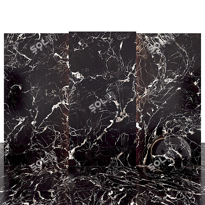 Luxury Court Black Marble: 6 Textured Slabs & Tiles 3D model image 1