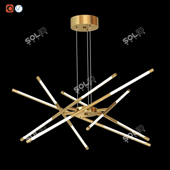 Sputnik Gold Chandelier - Sleek and Stylish Lighting 3D model image 3