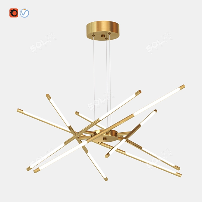 Sputnik Gold Chandelier - Sleek and Stylish Lighting 3D model image 5