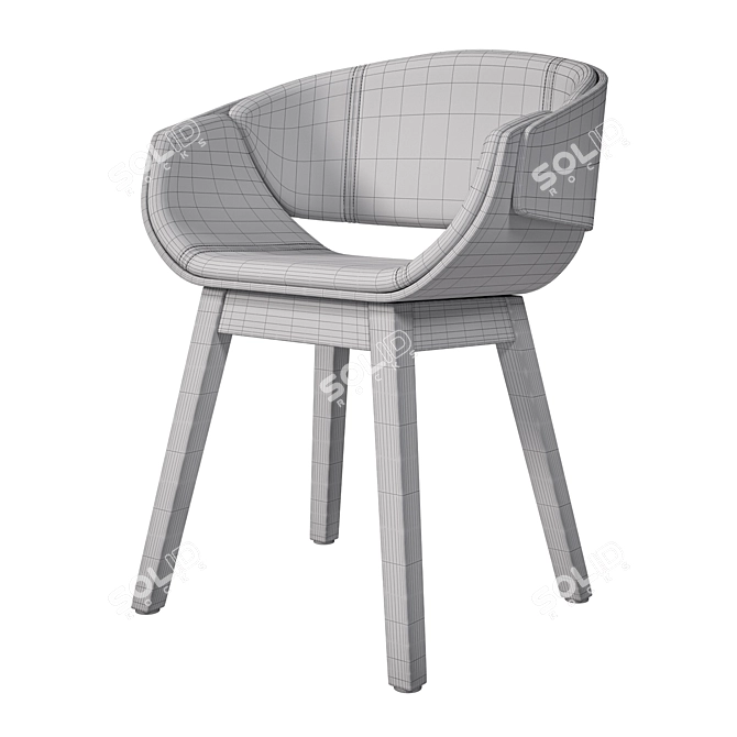 Elegant Beechwood Armchair in Faux Suede Fabric 3D model image 2