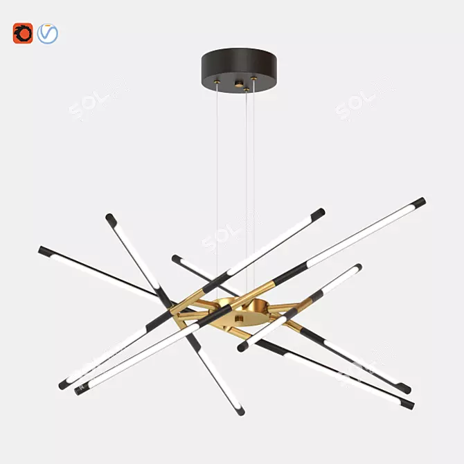 Modern Black Sputnik Chandelier 3D model image 1