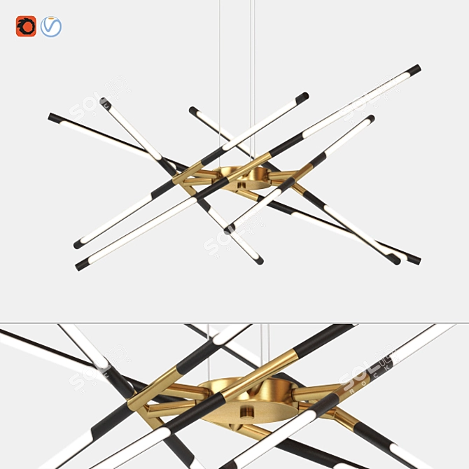 Modern Black Sputnik Chandelier 3D model image 2