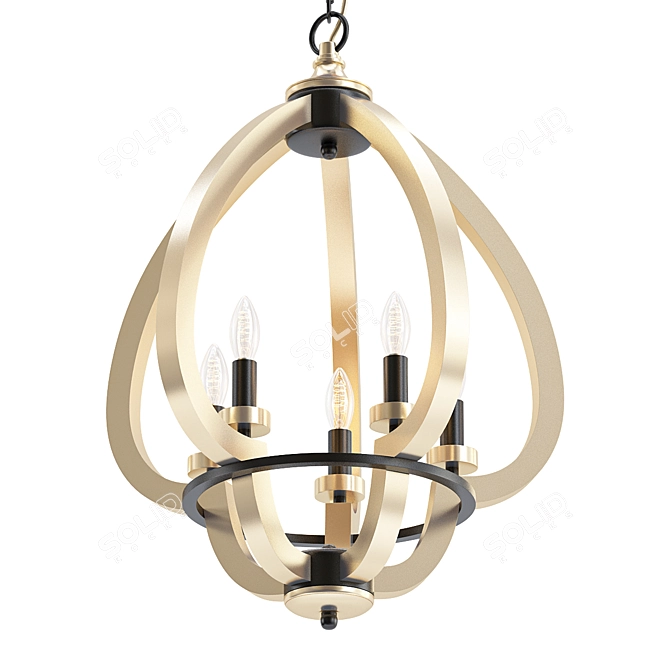 Rustic Wine Barrel Chandelier 3D model image 1