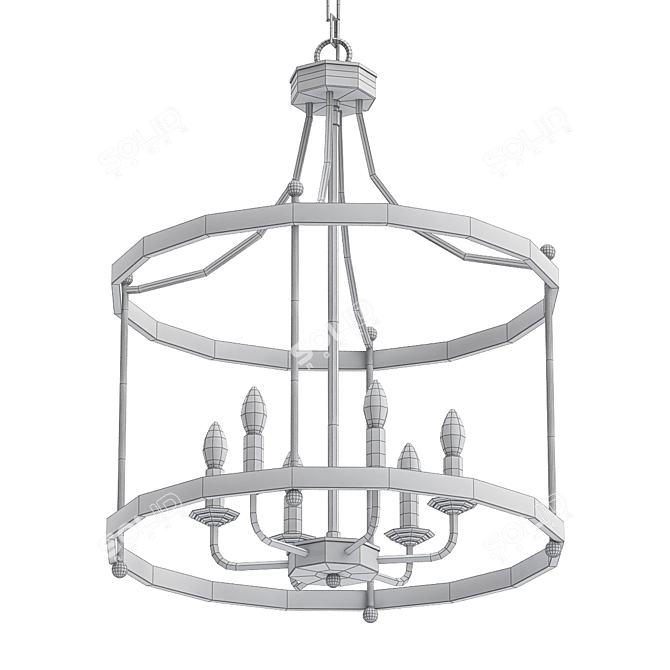 Drum Wireframe Pendant - 6 Lights 3D model image 2