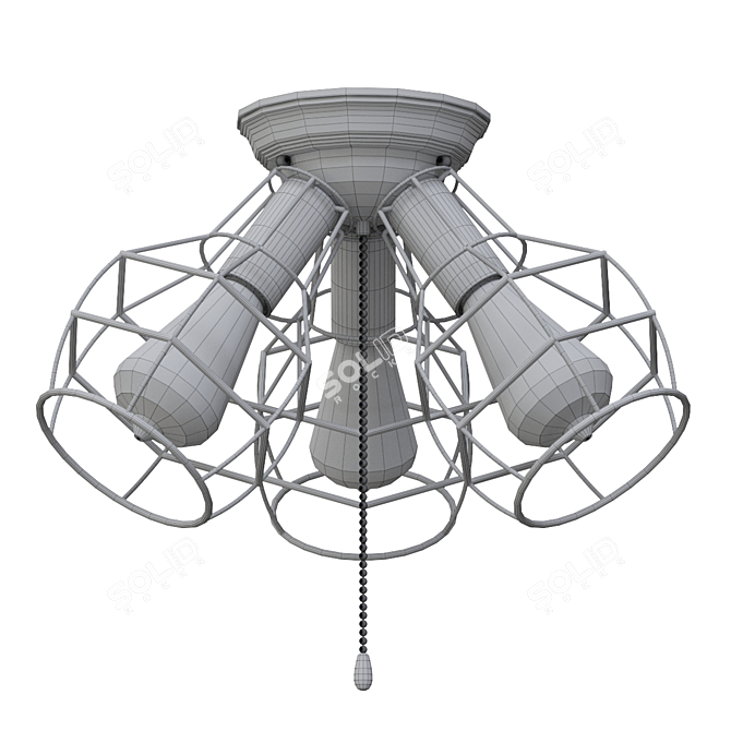 Industrial Cage Pendant Light: Vintage-style Ceiling Fixture 3D model image 2