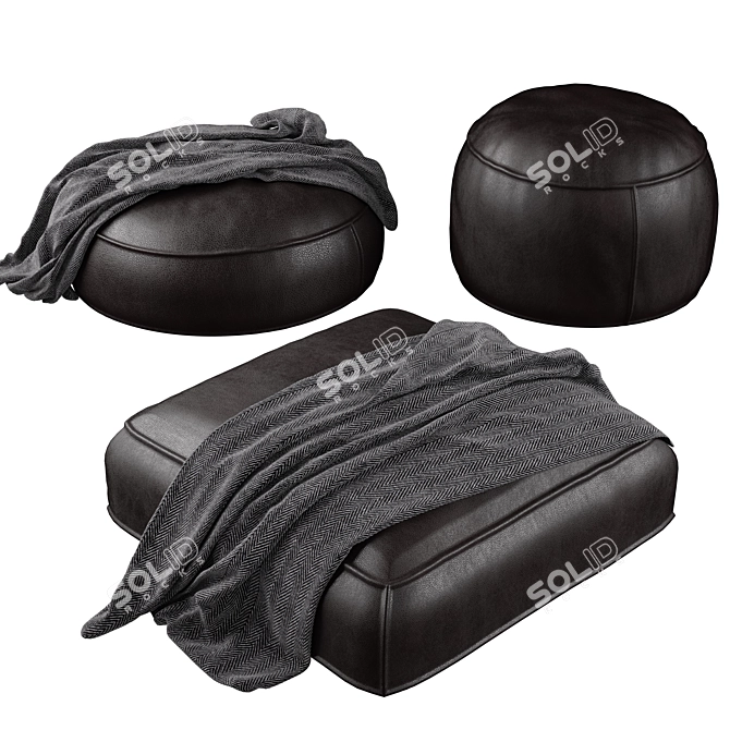 Cozy Floor Pouf Ottoman 3D model image 1