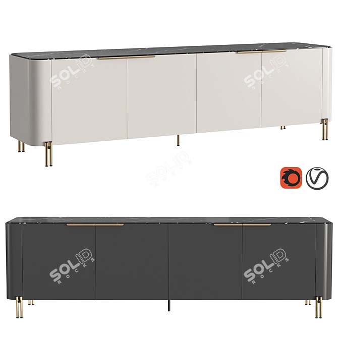 Praddy Bamboo Sideboard - Elegant and Functional 3D model image 1