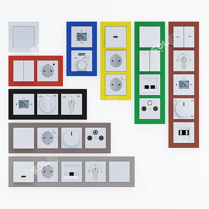 ABB Busch-axcent: Colorful and Stylish Switches 3D model image 2