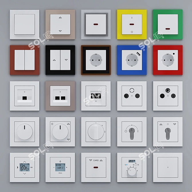 ABB Busch-axcent: Colorful and Stylish Switches 3D model image 6
