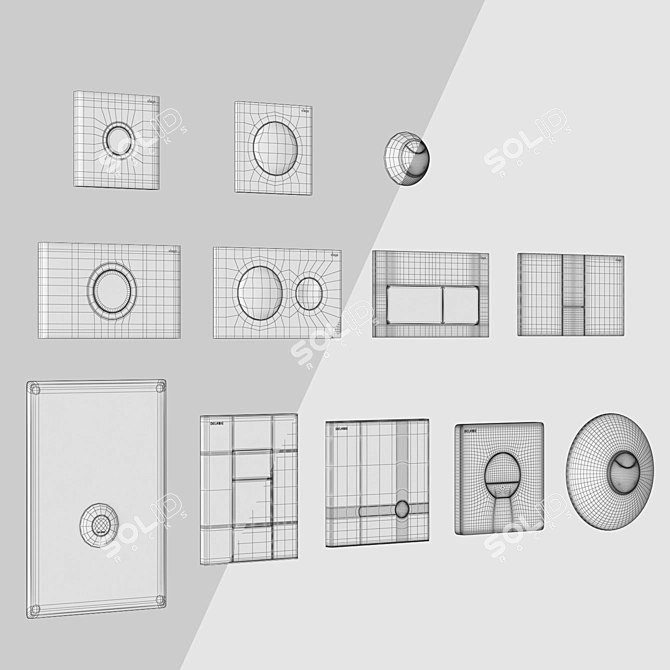 Dual Flush Plates for DELABIE and Viega 3D model image 7