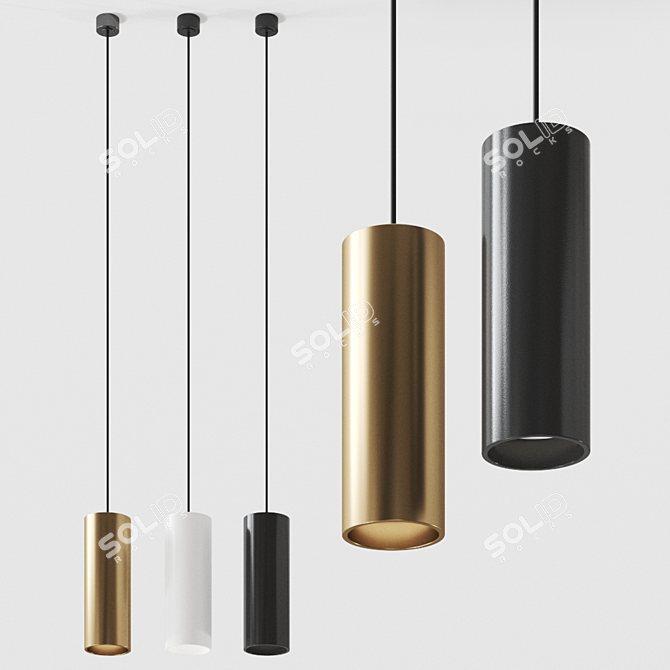 Modern Tube Pendant Light 3D model image 1