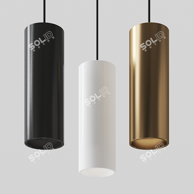 Modern Tube Pendant Light 3D model image 2