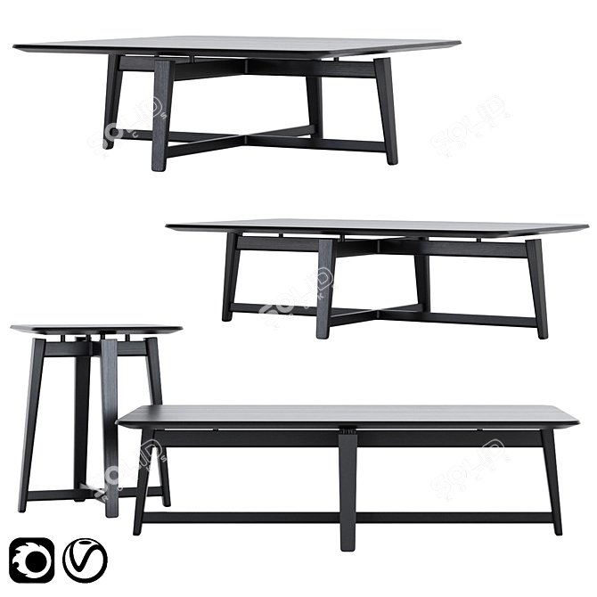 Elegant Noor Coffee Table 3D model image 1