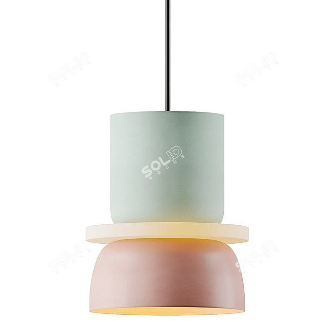 Vibrant Macaron Pendant Light 3D model image 2