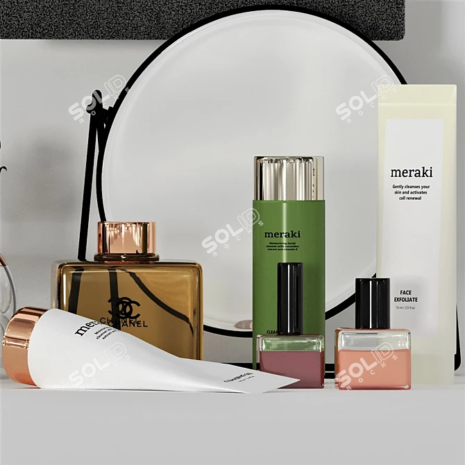 Meraki Cream Beauty Bathroom Set 3D model image 2