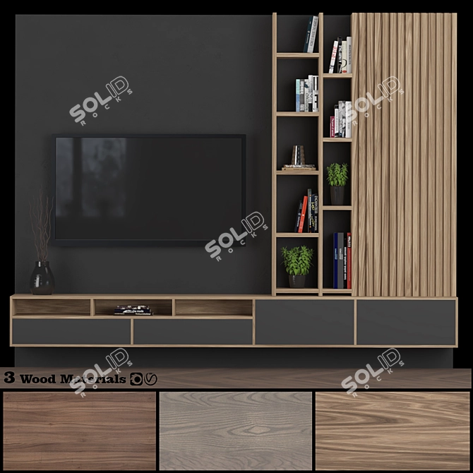 Versatile TV Wall Unit 3D model image 6