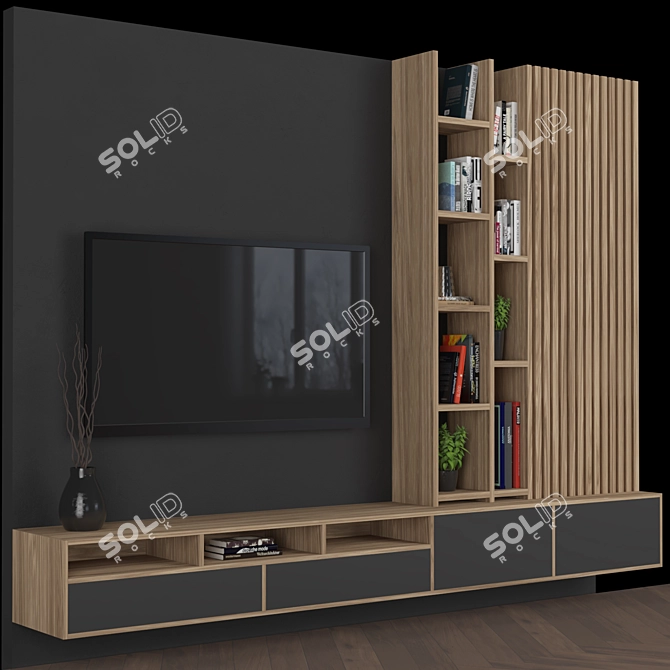 Versatile TV Wall Unit 3D model image 11