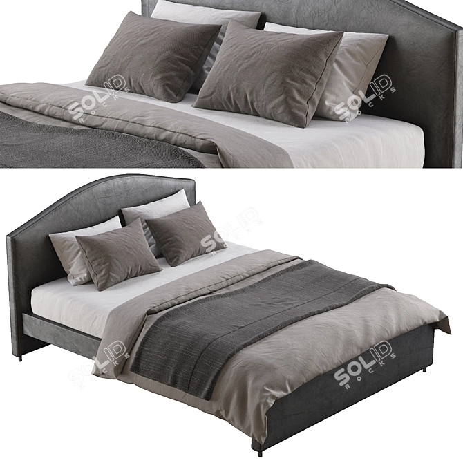 Hauga Leather Bed: Modern Elegance 3D model image 1