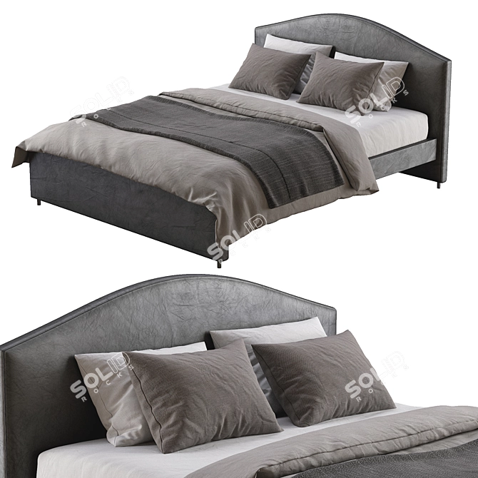 Hauga Leather Bed: Modern Elegance 3D model image 2