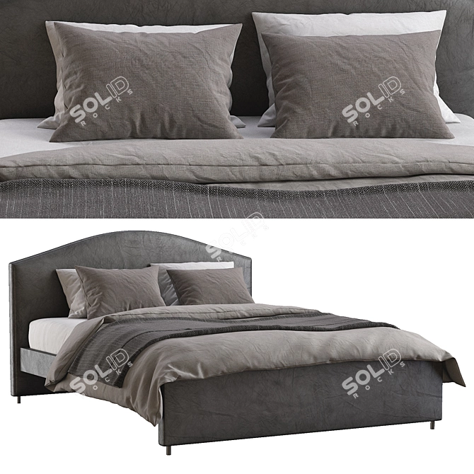 Hauga Leather Bed: Modern Elegance 3D model image 3