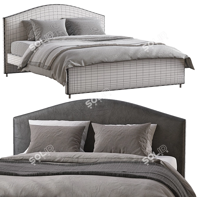 Hauga Leather Bed: Modern Elegance 3D model image 5