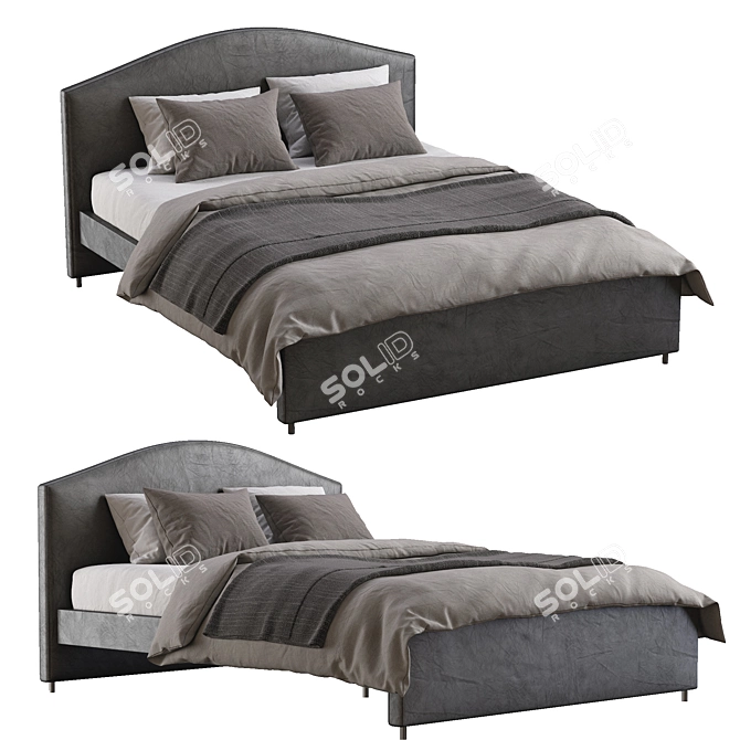 Hauga Leather Bed: Modern Elegance 3D model image 7