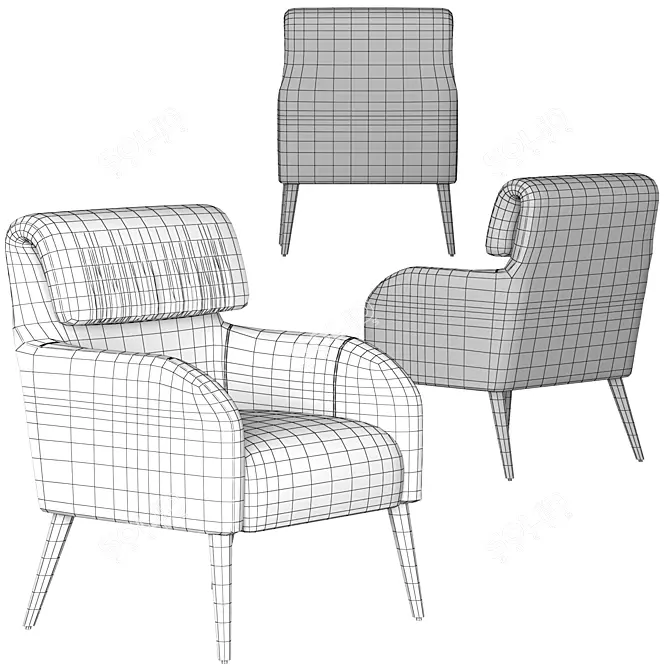 Sleek Modern Chairs & Chaises 3D model image 6