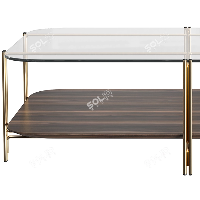 Modern Coffee Table with Bamboo Accent 3D model image 2