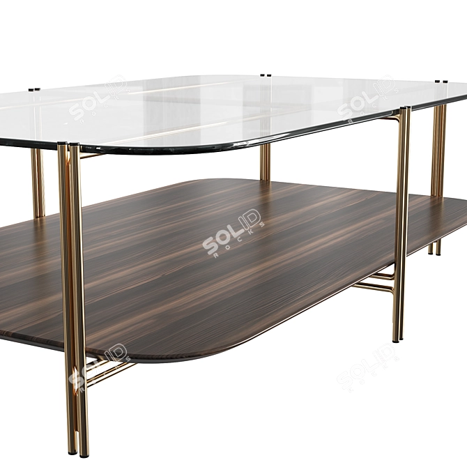 Modern Coffee Table with Bamboo Accent 3D model image 4