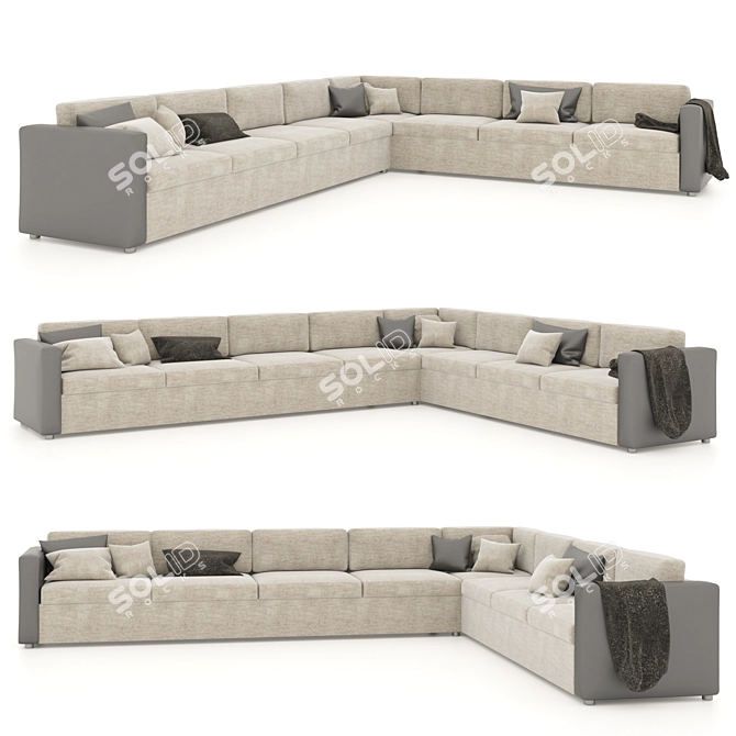 Spacious L-Shaped Sofa, Seats 8 3D model image 1