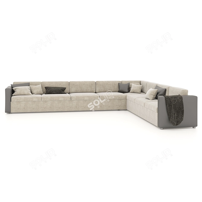 Spacious L-Shaped Sofa, Seats 8 3D model image 2