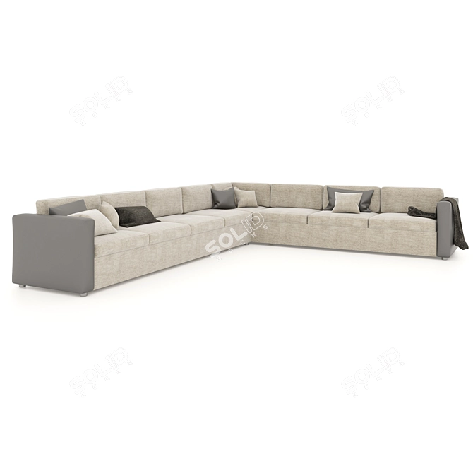 Spacious L-Shaped Sofa, Seats 8 3D model image 3