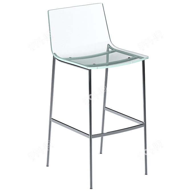 Sleek Clear Acrylic Chair & Stool 3D model image 5