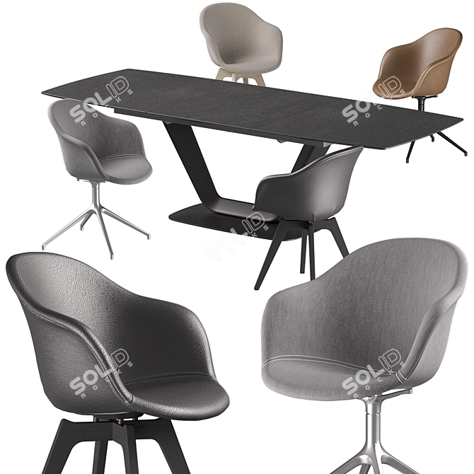 Boconcept: Alicante Table-Adelaide Chair Set 3D model image 2