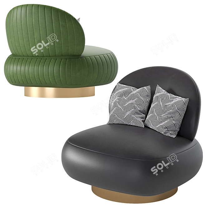 Elegant Leather Swivel Chair 3D model image 11