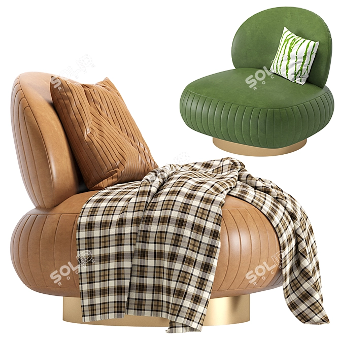 Elegant Leather Swivel Chair 3D model image 1