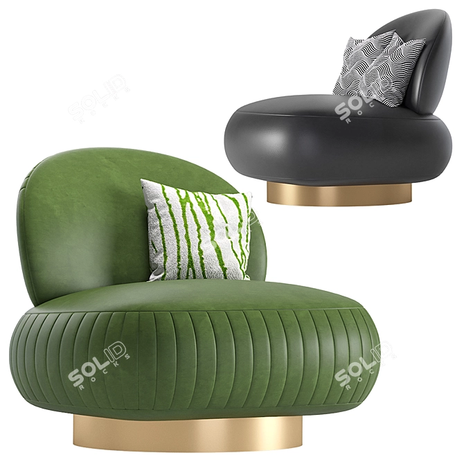 Elegant Leather Swivel Chair 3D model image 3