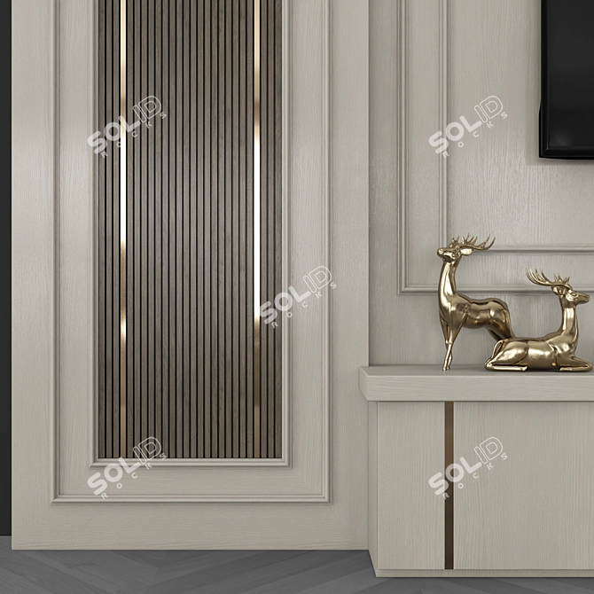 Title: Modern TV Wall Set - 55" TV Included 3D model image 2